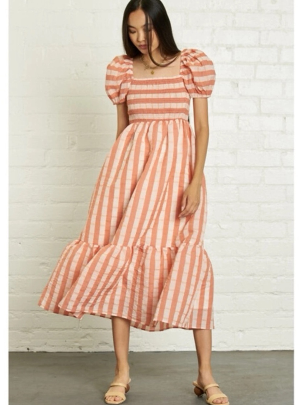 dRA Los Angeles Nicole Smocked Bodice Midi Dress